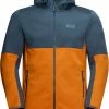 Jack Wolfskin Hydro II Hooded Jacket Men, Oranje/grijs -ARTILECT winkel jack wolfskin hydro ii hooded jacket men amber orange 1