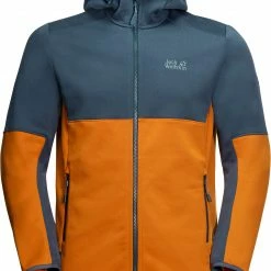 Jack Wolfskin Hydro II Hooded Jacket Men, Oranje/grijs