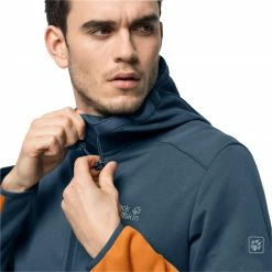Jack Wolfskin Hydro II Hooded Jacket Men, Oranje/grijs -ARTILECT winkel jack wolfskin hydro ii hooded jacket men amber orange 5